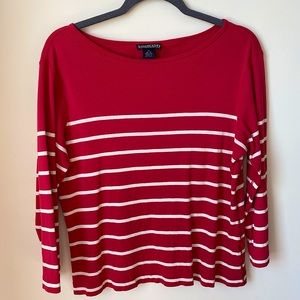 Lands’ End red and white striped shirt